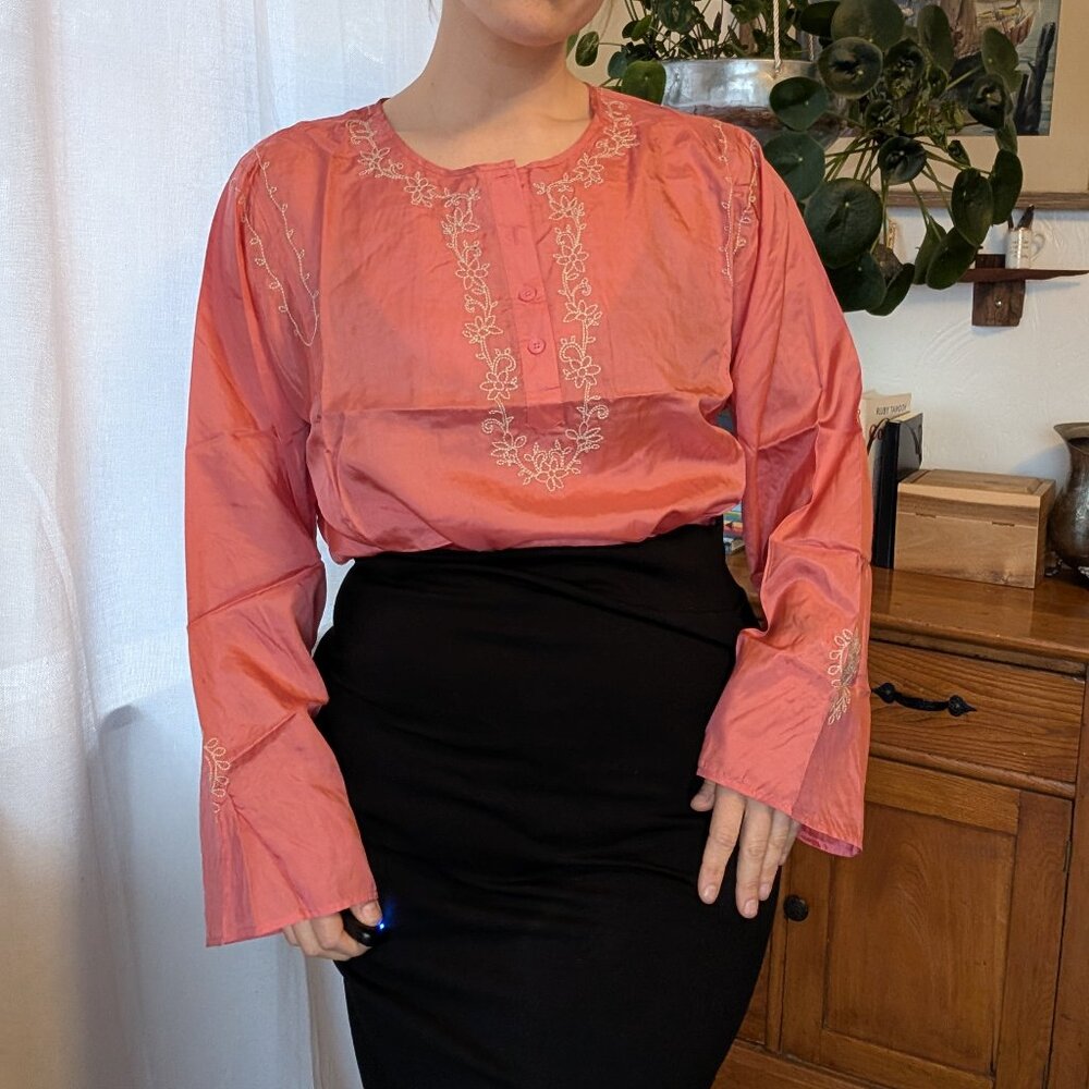 Venezia - 90s tunic - 70% silk blend - bright pink - 18/20